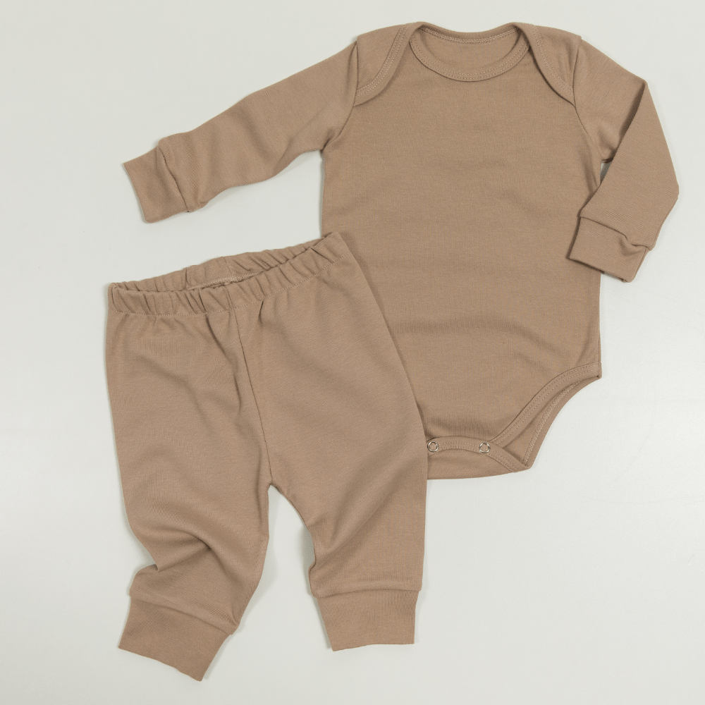 CONJUNTO BODY MANGA LONGA W CALÇA CHOCOLATE LISO