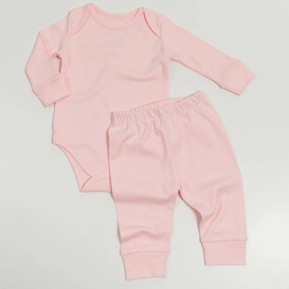 CONJUNTO BODY MANGA LONGA CALÇA ROSA LISO