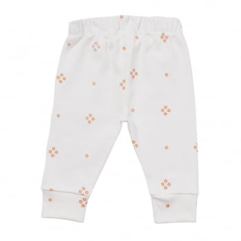 Calça Off White com Estampa Flores mini 