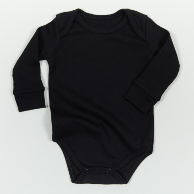 BODY MANGA LONGA PRETO LISO