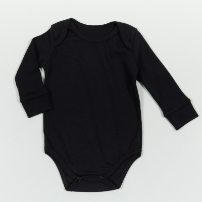 BODY MANGA LONGA PRETO LISO
