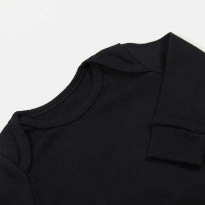BODY MANGA LONGA PRETO LISO