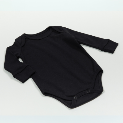 BODY MANGA LONGA PRETO LISO
