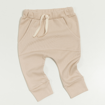 CALÇA LISA AVEIA COM BOLSO CANGURU
