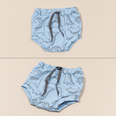 CONJUNTO BODY MANGA CURTA E CALÇA AZUL ESTAMPA DINOSSAURO