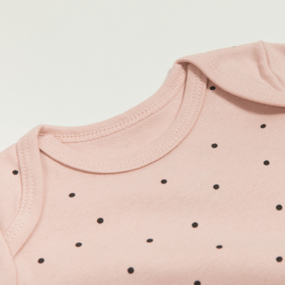 CONJUNTO BODY MANGA  CURTA E TAPA FRALDAS ROSA COM ESTAMPA DE POÁ MINI