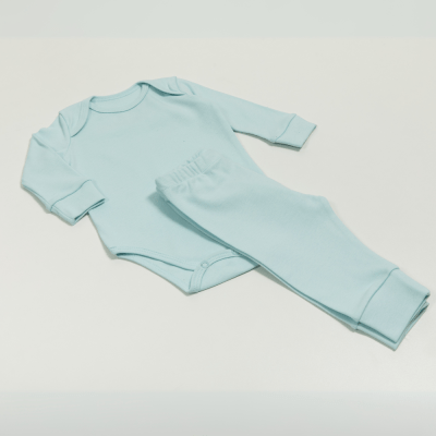 CONJUNTO BODY MANGA LONGA CALÇA AZUL BEBÊ LISO