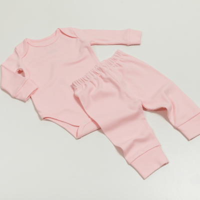CONJUNTO BODY MANGA LONGA CALÇA ROSA LISO