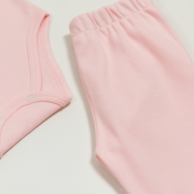 CONJUNTO BODY MANGA LONGA CALÇA ROSA LISO