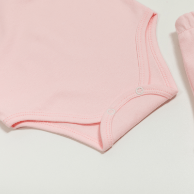 CONJUNTO BODY MANGA LONGA CALÇA ROSA LISO