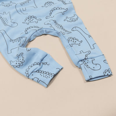 MACACÃO MANGA LONGA AZUL COM ESTAMPA DINOSSAURO