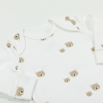 Conjunto Body + Calça Off White com Estampa Ursos